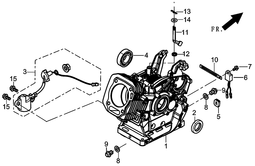 Crankcase Diagram and Parts List for 0059395 (7008470E - 7479864E)(2016) Generac Generator