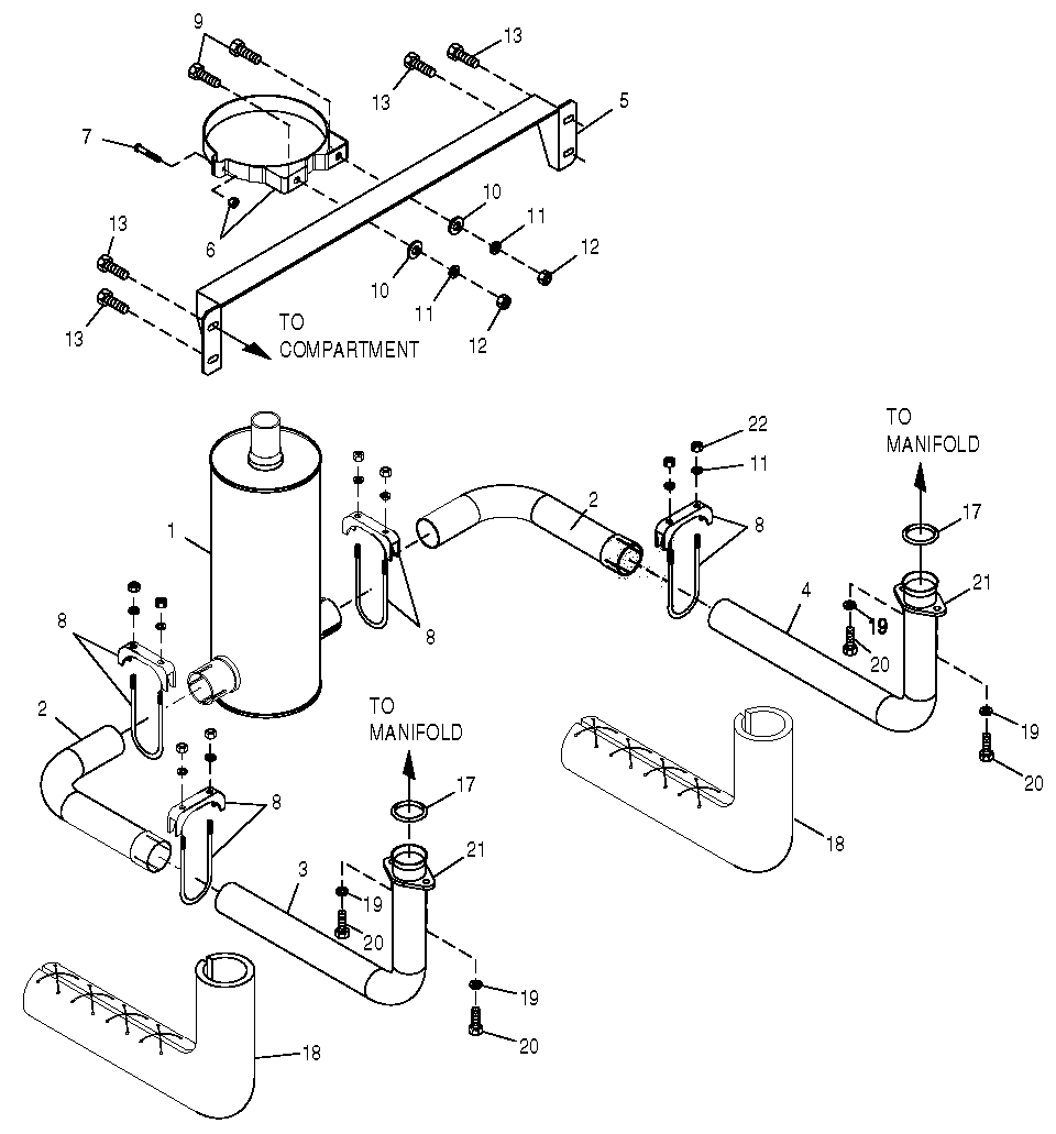 Muffler Diagram and Parts List for 0049481 (3783626 - 3915123)(2004) Generac Generator