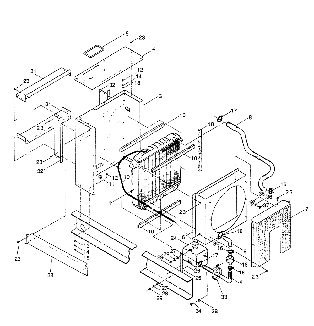 Radiator Diagram and Parts List for 9105-1  Generac Generator