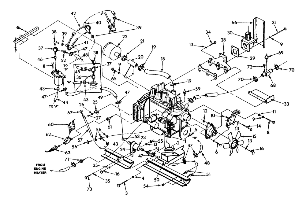 1.0 Liter Diesel Engine Diagram and Parts List for 9324-4  Generac Generator