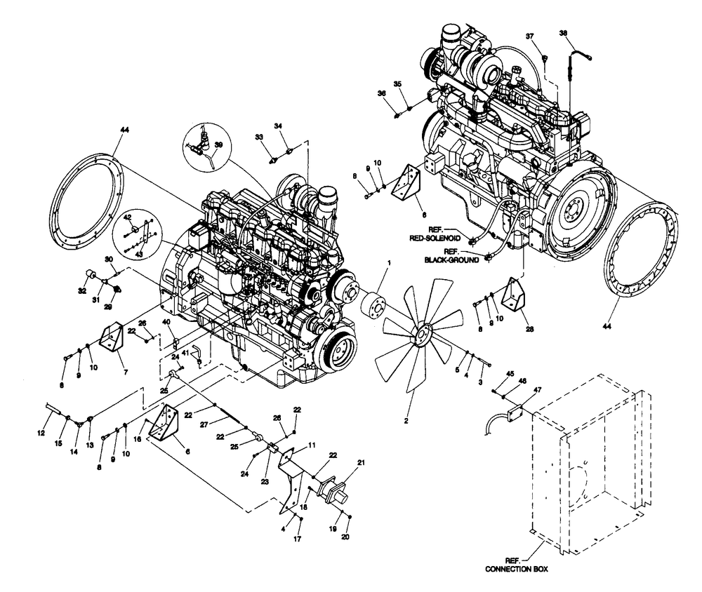 Engine Common Parts Diagram and Parts List for 4366-1  Generac Generator