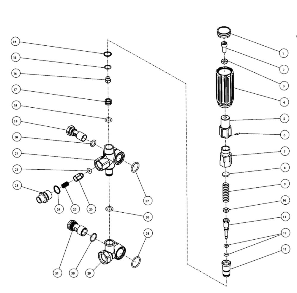 Unloader Diagram and Parts List for 006228-0  Generac Pressure Washer