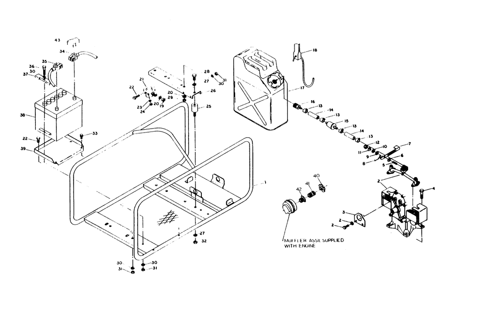 Mounting Base Assembly (Part 1) Diagram and Parts List for 6945-2  Generac Welder