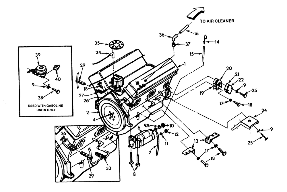 5.0 Liter Engine (Part 1) Diagram and Parts List for 9303-5  Generac Generator