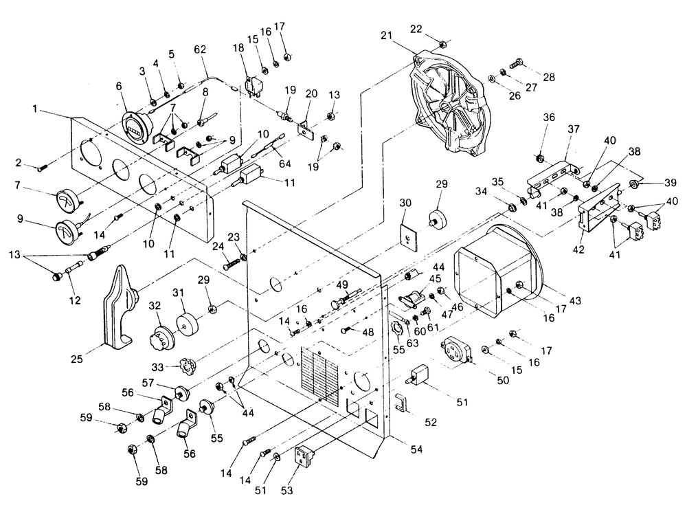 Alternator/Welder Panel Diagram and Parts List for 1006-C  Generac Welder