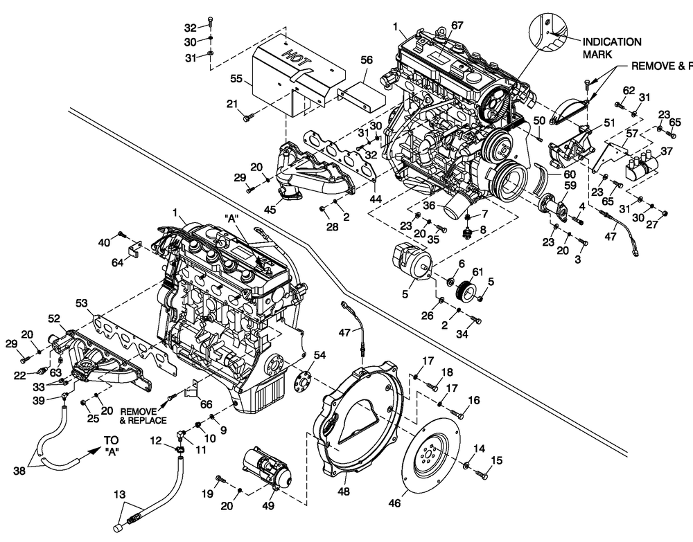 Engine Common Parts 2.4l G2 Diagram and Parts List for QT02524ANAN (4828186 - 4838636)(2007) Generac Generator