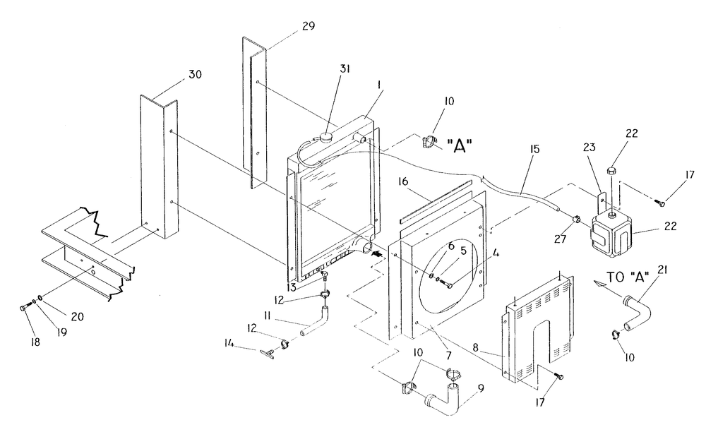 Radiator Diagram and Parts List for 0915-3  Generac Generator