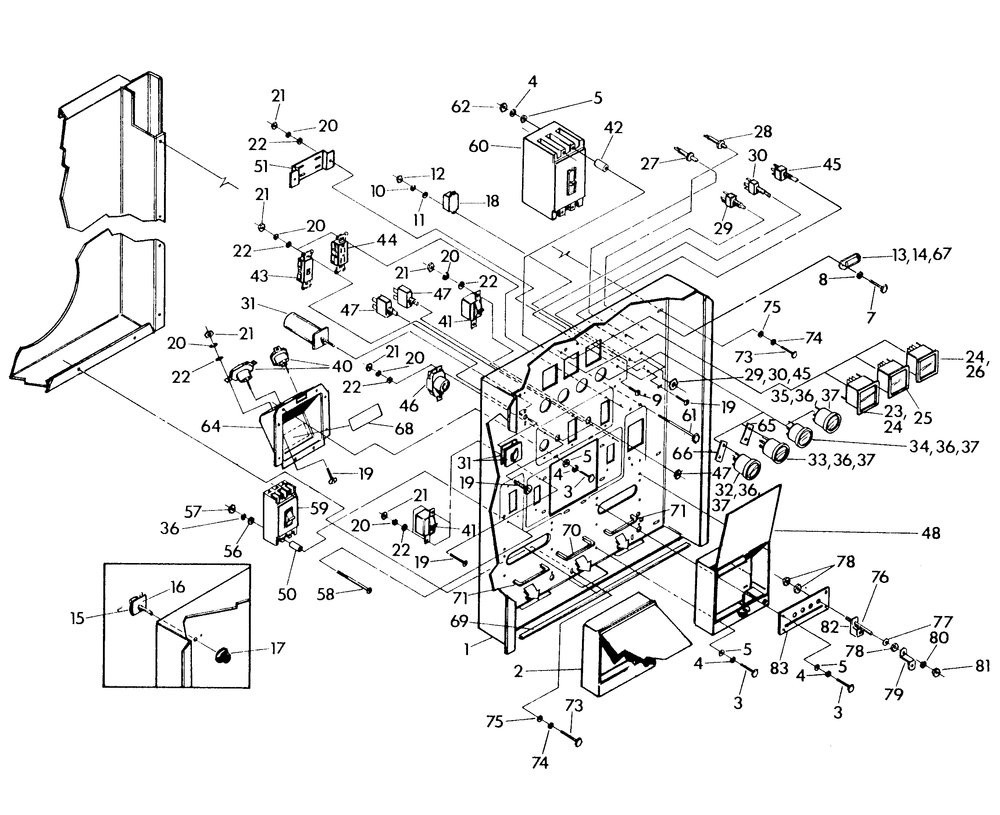 Control Panel Front Diagram and Parts List for 9336-1  Generac Generator