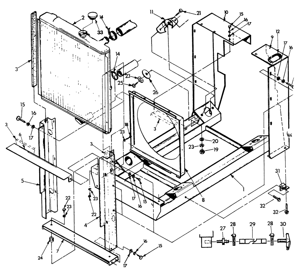 Mounting Base And Radiator Diagram and Parts List for 9055-0  Generac Generator