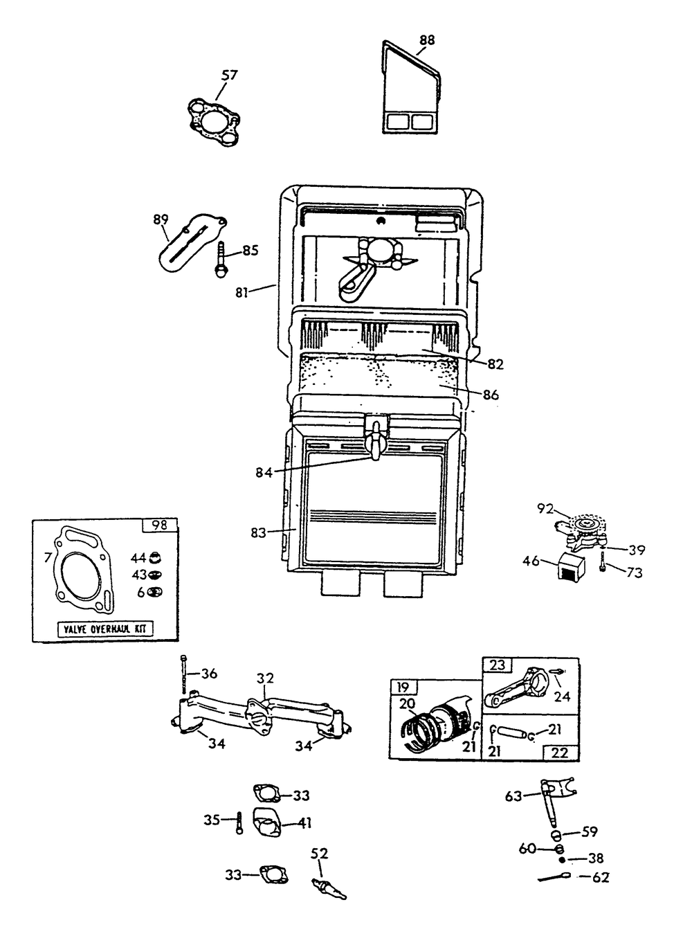 Engine Common Parts 1 Diagram and Parts List for 9600-0  Generac Generator