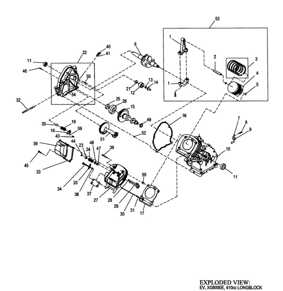 Engine 1 Diagram and Parts List for 005747-1  Generac Generator