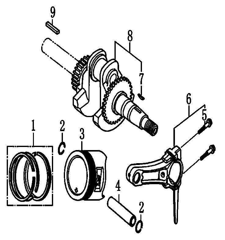 Crankshaft And Piston Diagram and Parts List for 0065490 (9137065 - 9924595)(2015) Generac Generator