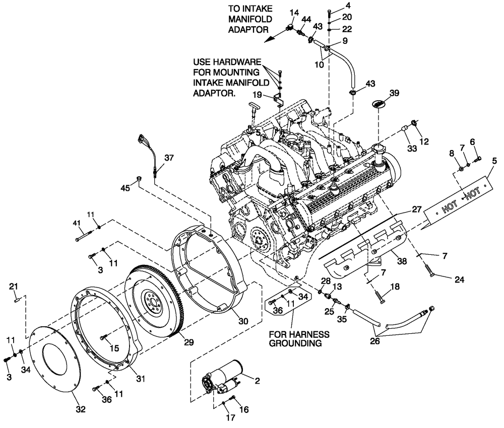 Engine Common Parts R/H Side 6.8l G/B Cpl Diagram and Parts List for BT13068GNSN (4608V31106)(2008) Generac Generator