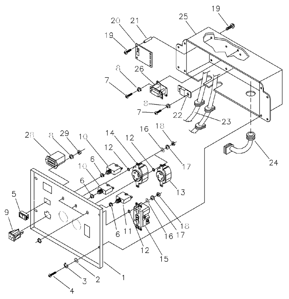 Control Panel Diagram and Parts List for 5500GCX (1786-0)(1786-0) Generac Generator