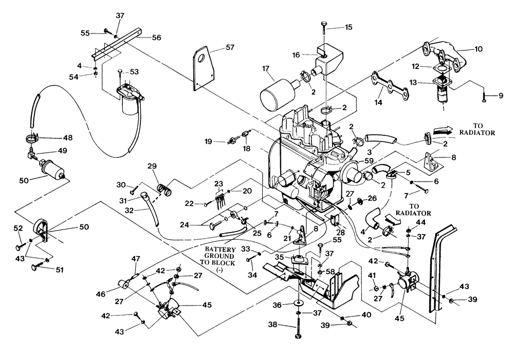 Engine Common Parts Diagram and Parts List for 9510-0  Generac Generator