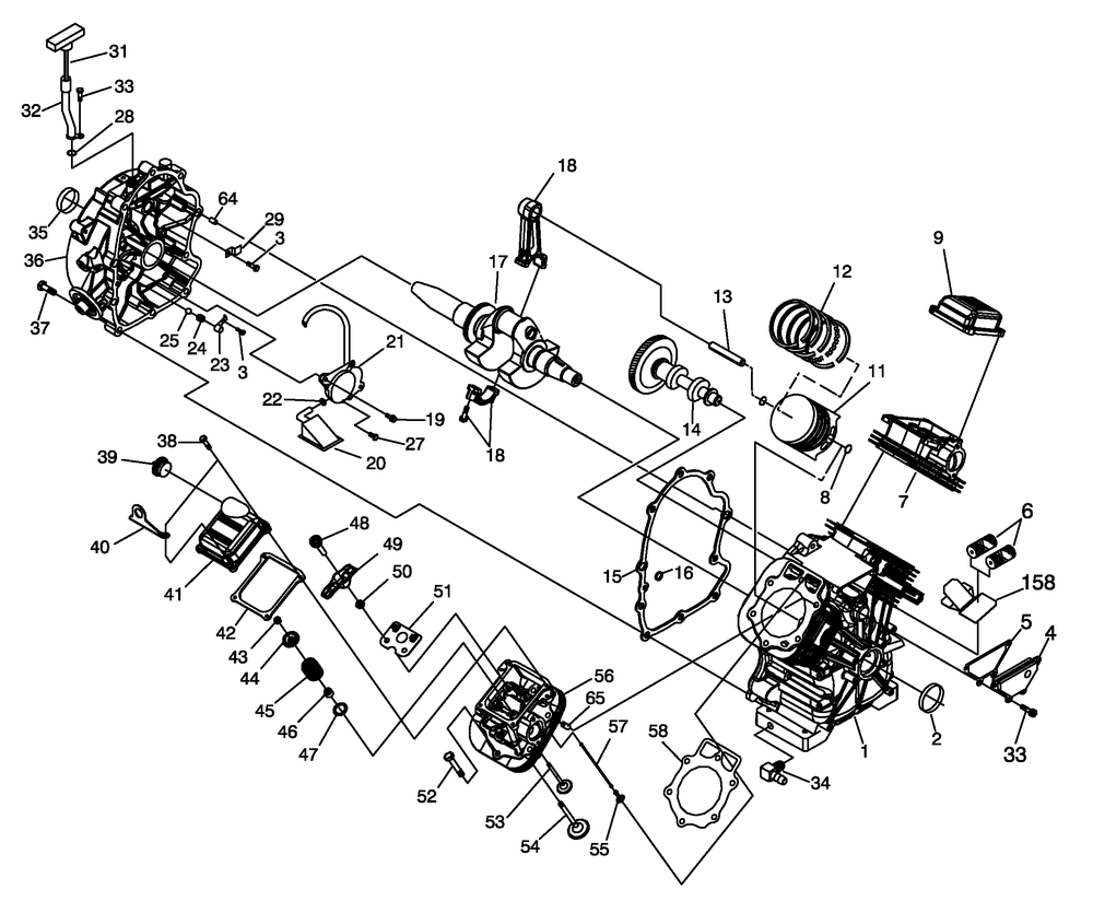 Engine 1 Diagram and Parts List for 0058731 (7388136 - 8100518)(2013) Generac Generator