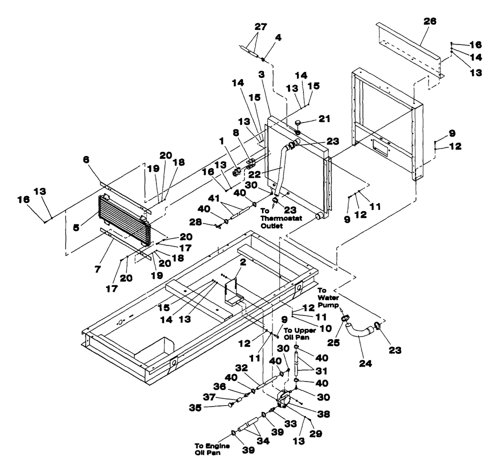 Radiator Diagram and Parts List for 4313-0 DG-50 Generac Generator
