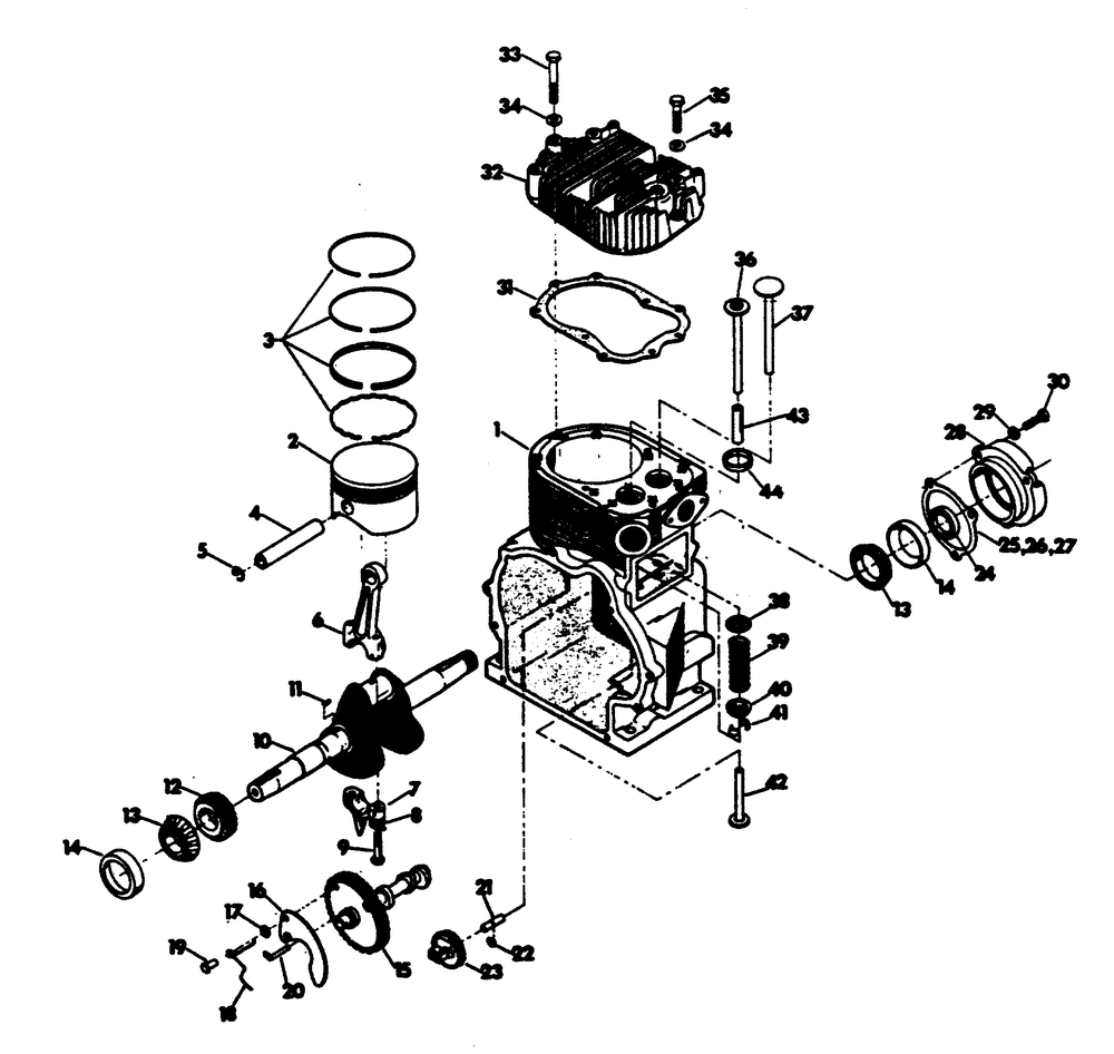 Engine Diagram and Parts List for 6208-7  Generac Generator