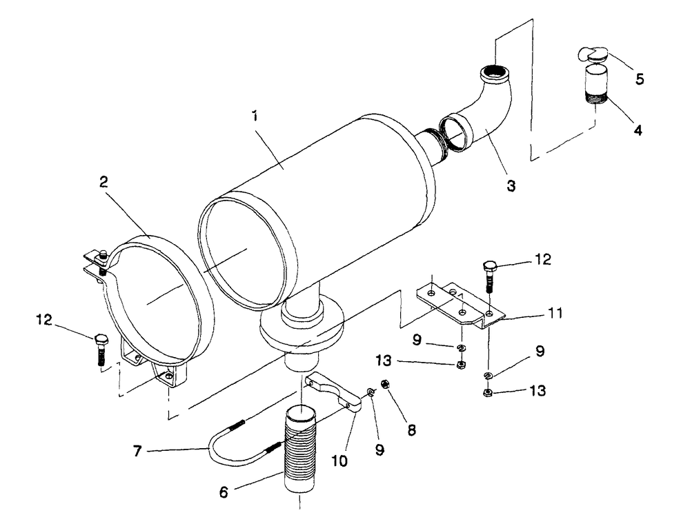 Muffler Diagram and Parts List for 0990-0  Generac Generator