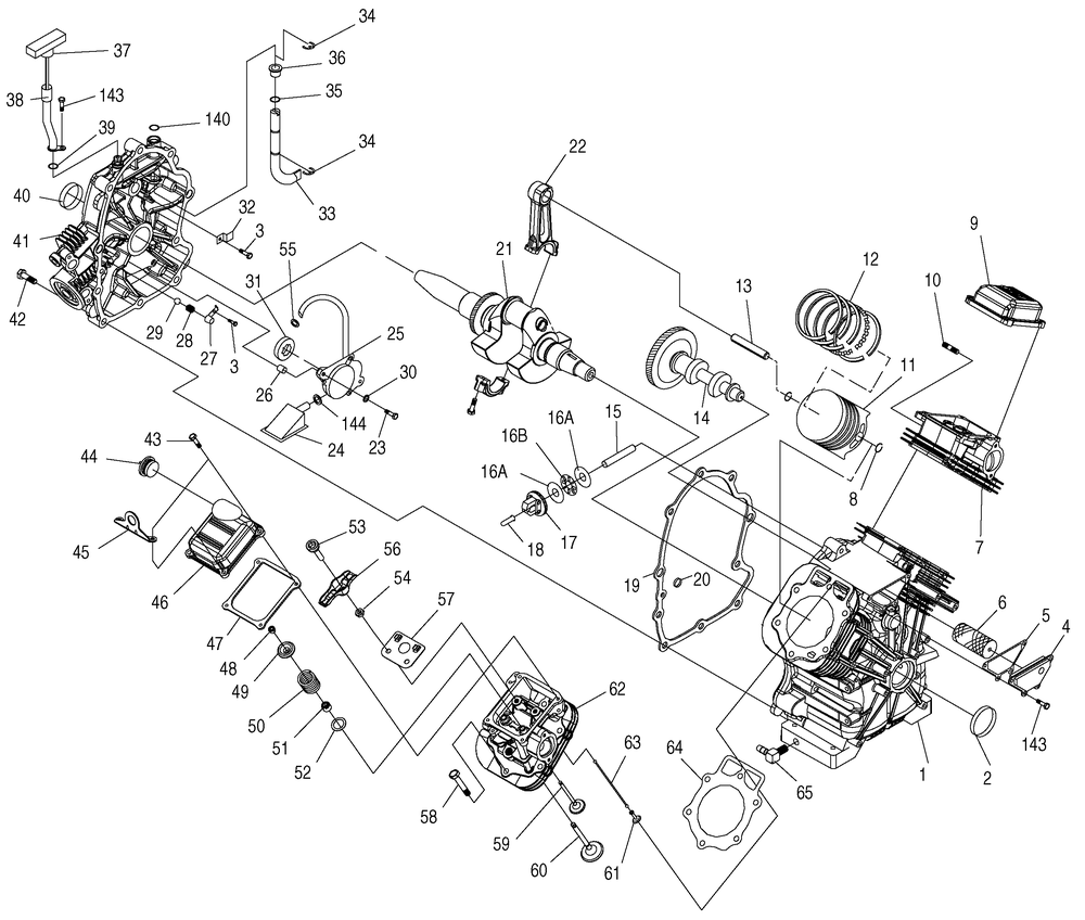 Engine 3 Diagram and Parts List for 0044563 (4117596 - 4138949)(2005) Generac Generator