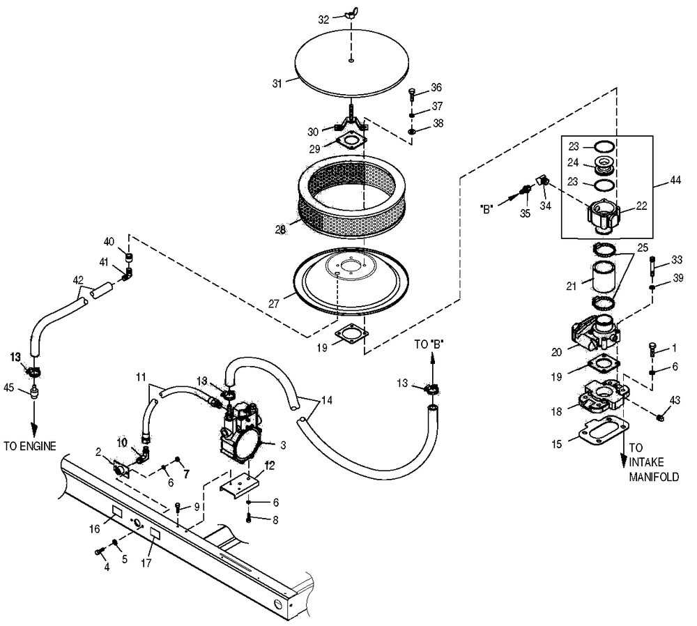 Fuel System Diagram and Parts List for 0049930 (3804746 - 3990828)(2004) Generac Generator