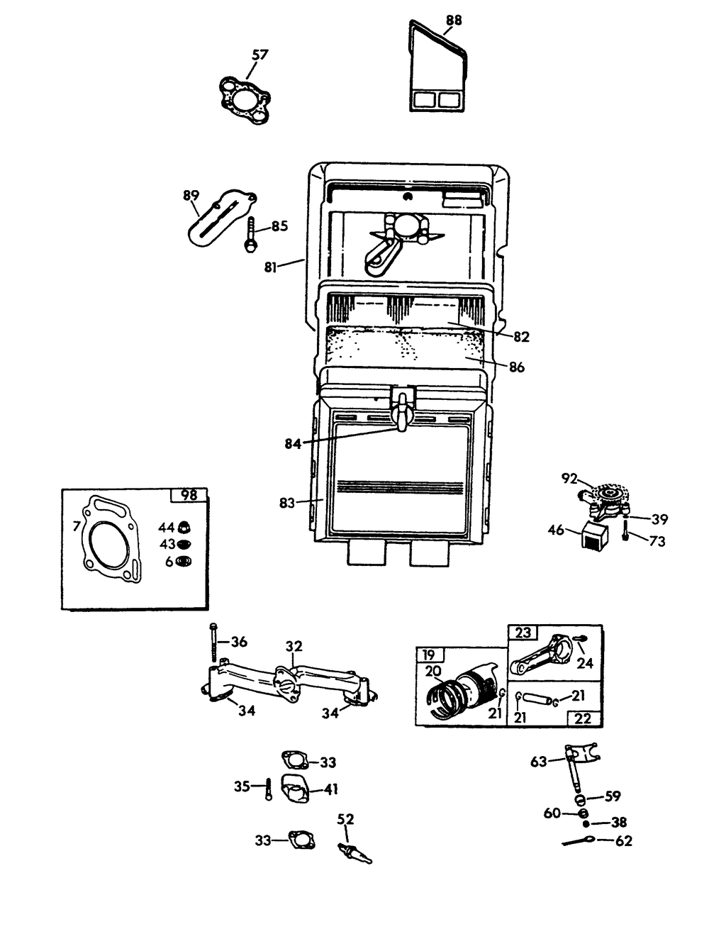 Engine Parts (Part 3) Diagram and Parts List for 9653-1  Generac Generator