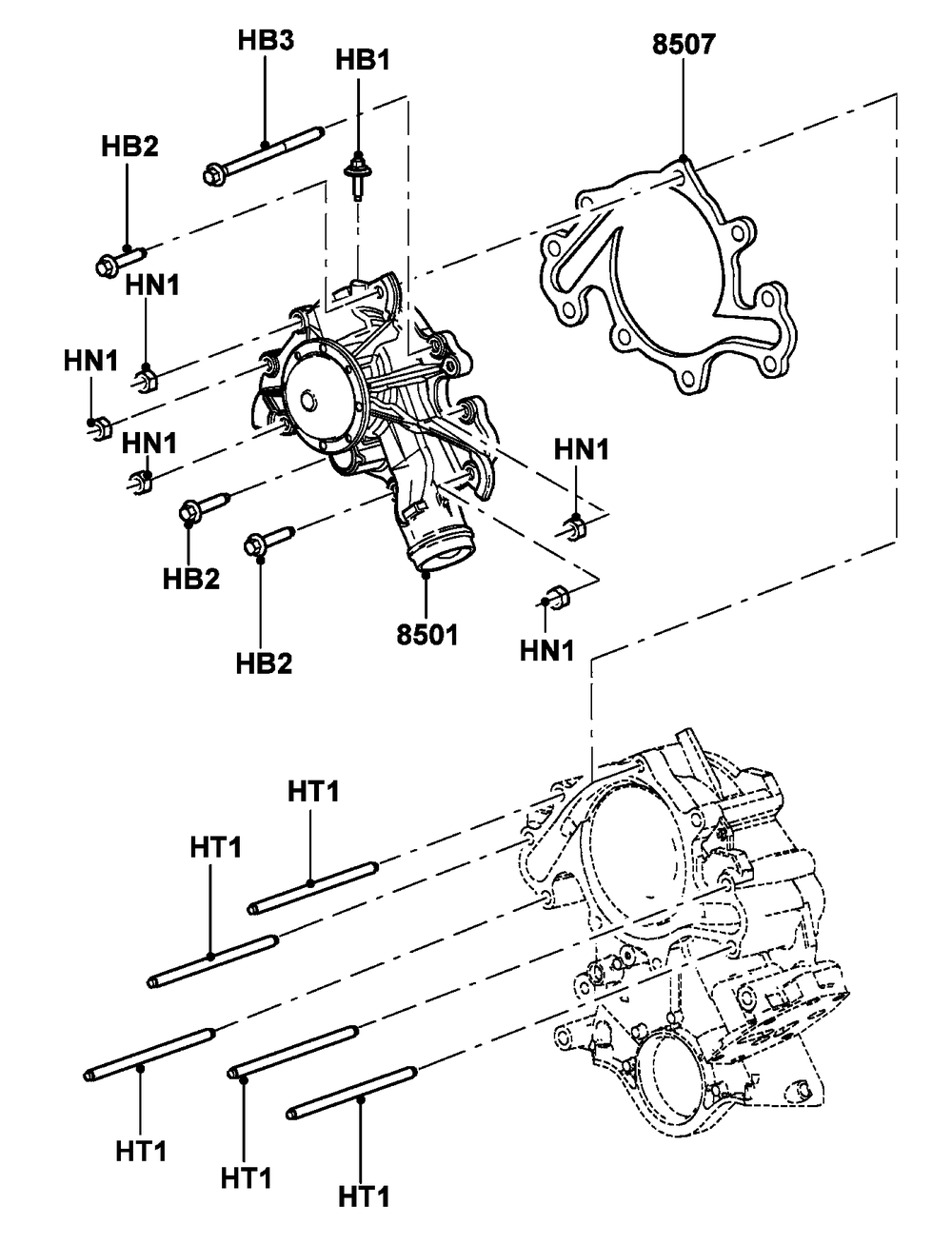 4.2l Gas Engine Water Pump Diagram and Parts List for ET04842ANAN (5614613 - 5760317)(2010) Generac Generator