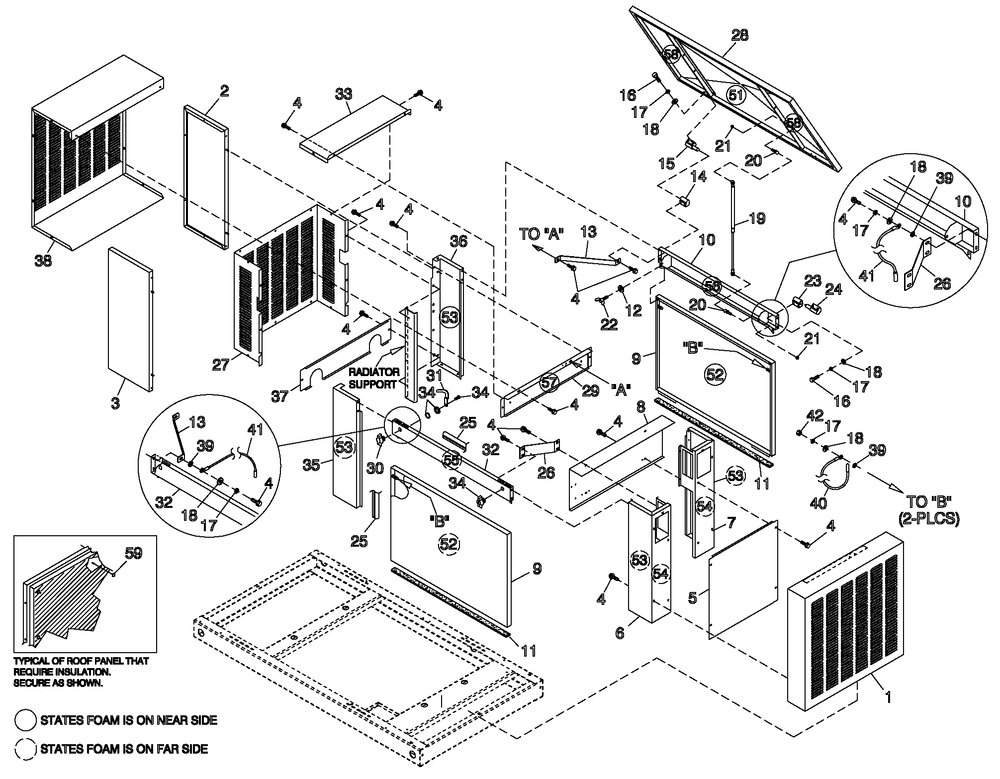 Ev Encl Aco 3.0l G3 Stl Diagram and Parts List for 0049481 (3783626 - 3915123)(2004) Generac Generator