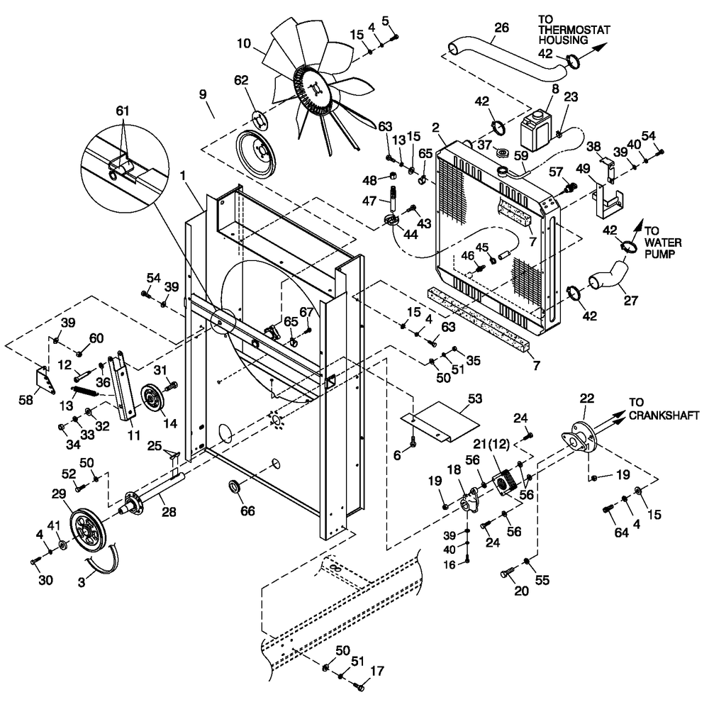 C5 Cooling System Fan Drive Diagram and Parts List for CT13068AVAN (1908V27747)(2008) Generac Generator