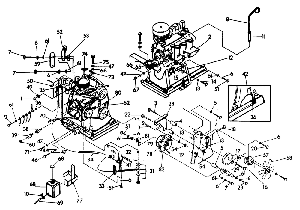 Engine Common Parts Diagram and Parts List for 9260-4  Generac Generator