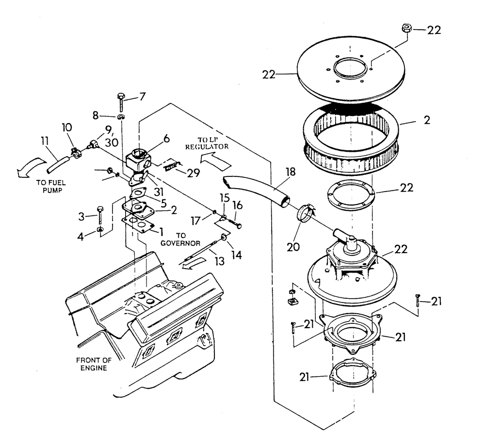 Dual Fuel Carburetor Diagram and Parts List for 9301-3  Generac Generator