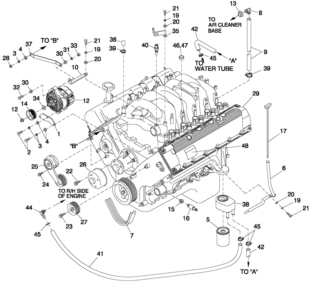 Engine Common Parts L/H Side Diagram and Parts List for CT07068ANAN (0307V21736 - 1707V23207)(2007) Generac Generator