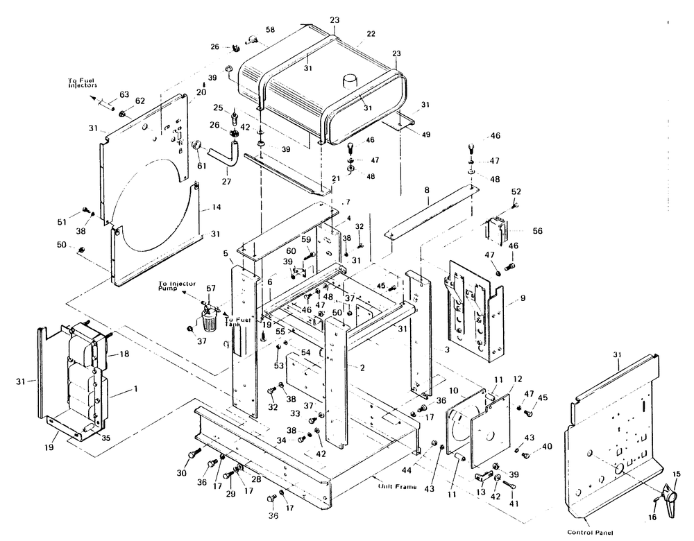 Compartment Diagram and Parts List for 6973-1  Generac Welder