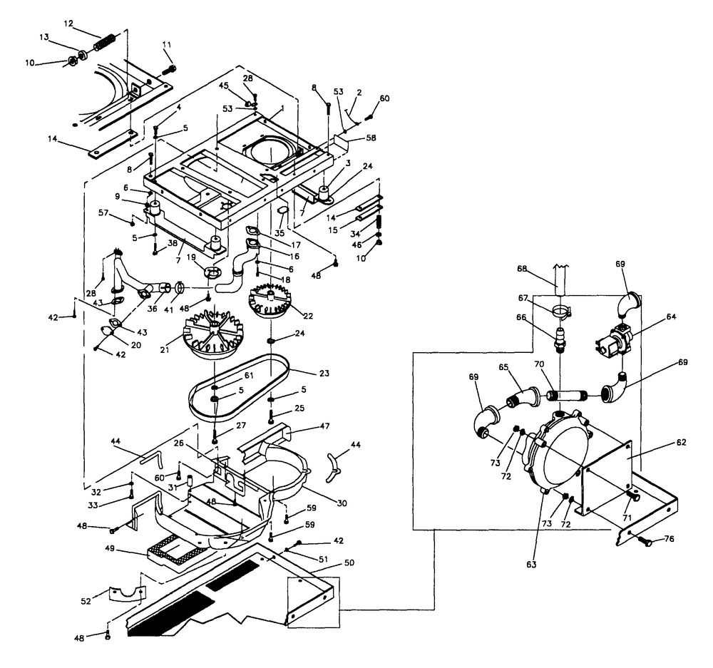 Base And Pulleys Diagram and Parts List for 9840-2  Generac Generator