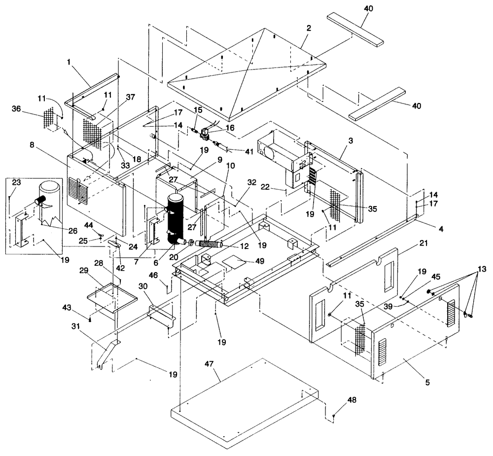 Enclosure Diagram and Parts List for 4176-0  Generac Generator