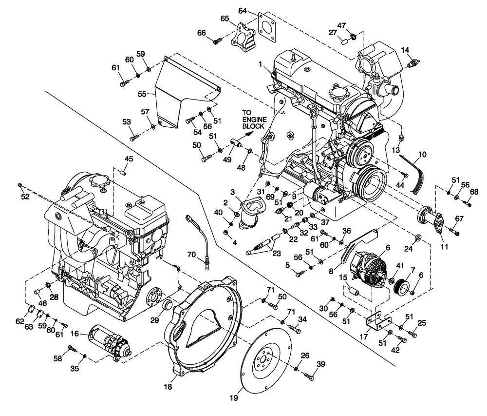 Engine Common Parts Diagram and Parts List for 0052620 (4362178 - 4402530)(2006) Generac Generator