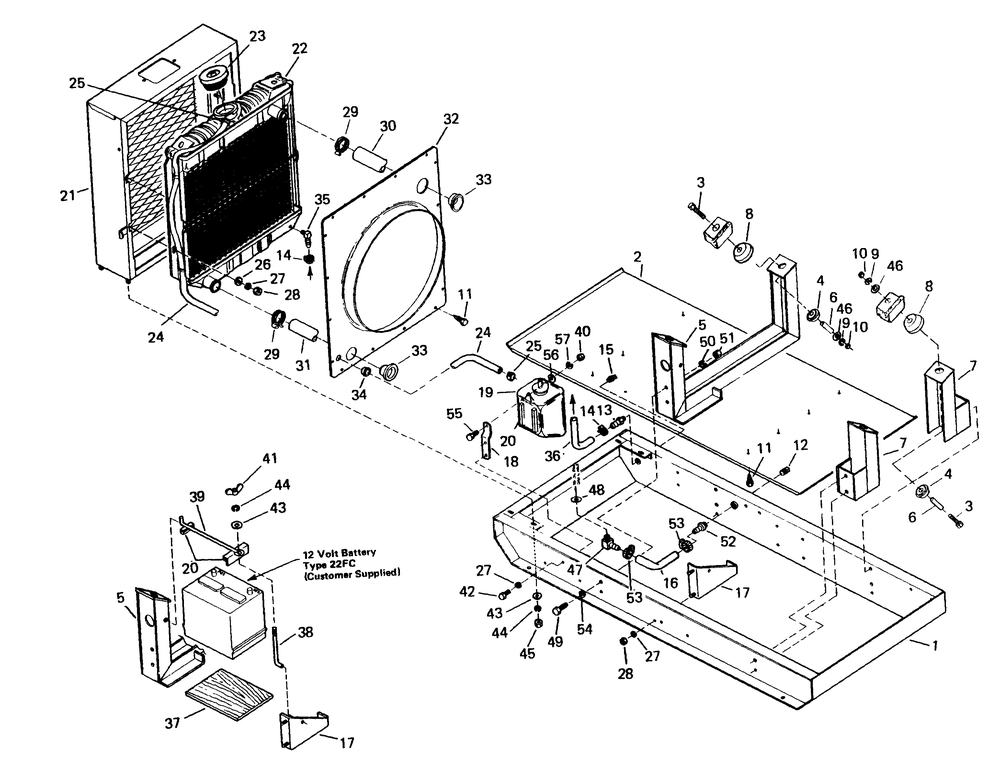 Mounting Base Assembly Diagram and Parts List for 6962-4  Generac Welder