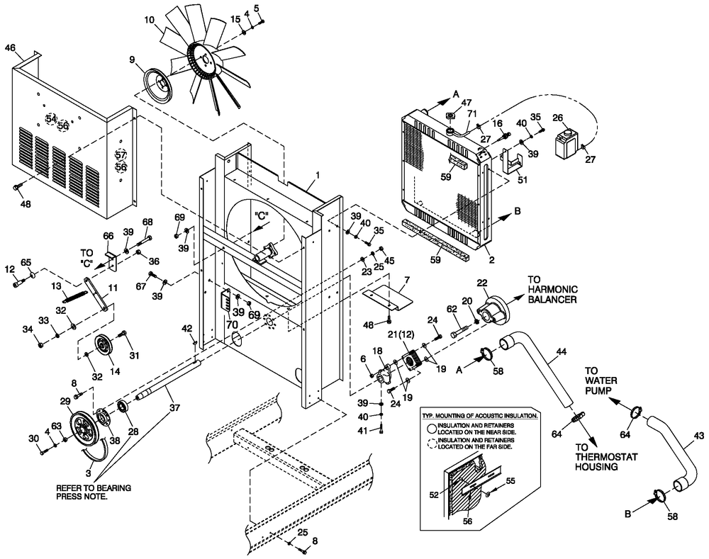 Cooling Package 3.0l G14 Diagram and Parts List for CT06030ANSN (0508V27088)(2008) Generac Generator