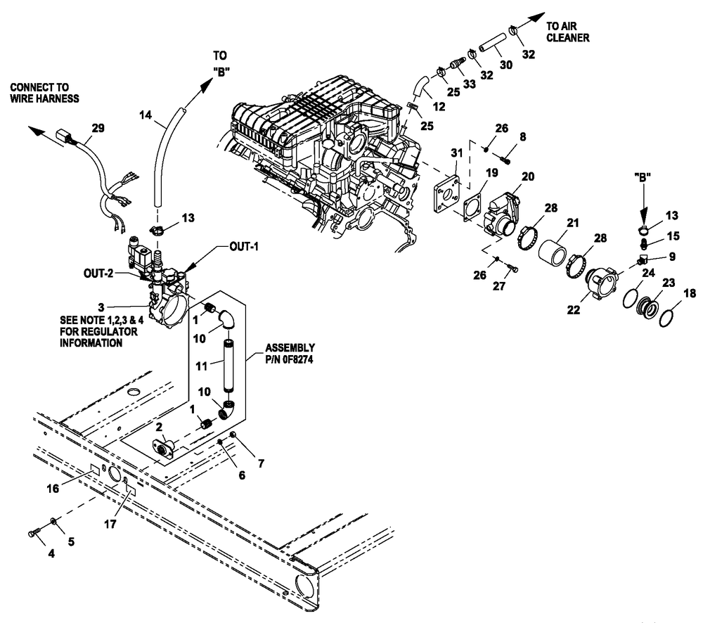 Fuel System 4.2l 48kw Diagram and Parts List for 0055991 (6175130 - 6175133)(2010) Generac Generator