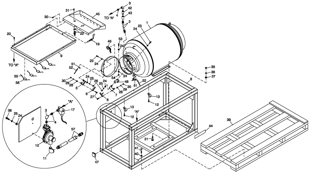 Lp Tank And Fram Diagram and Parts List for 0057091 (5304977)(2009) Generac Generator