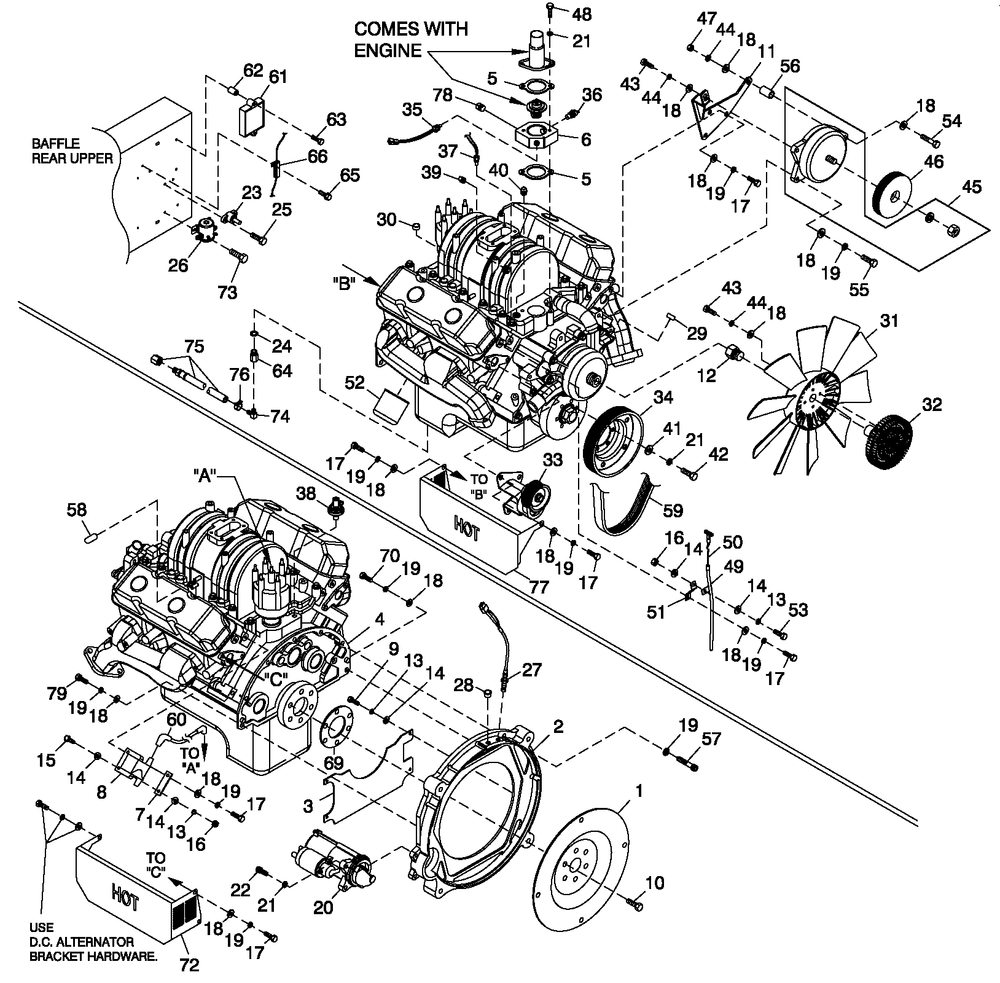 Ev Engine Common Parts 3.9l G8 Diagram and Parts List for 0051060 (0505V01166)(2005) Generac Generator