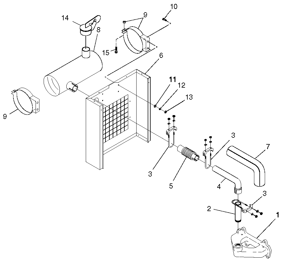 Muffler Diagram and Parts List for 0051040 (0505V01168)(2005) Generac Generator