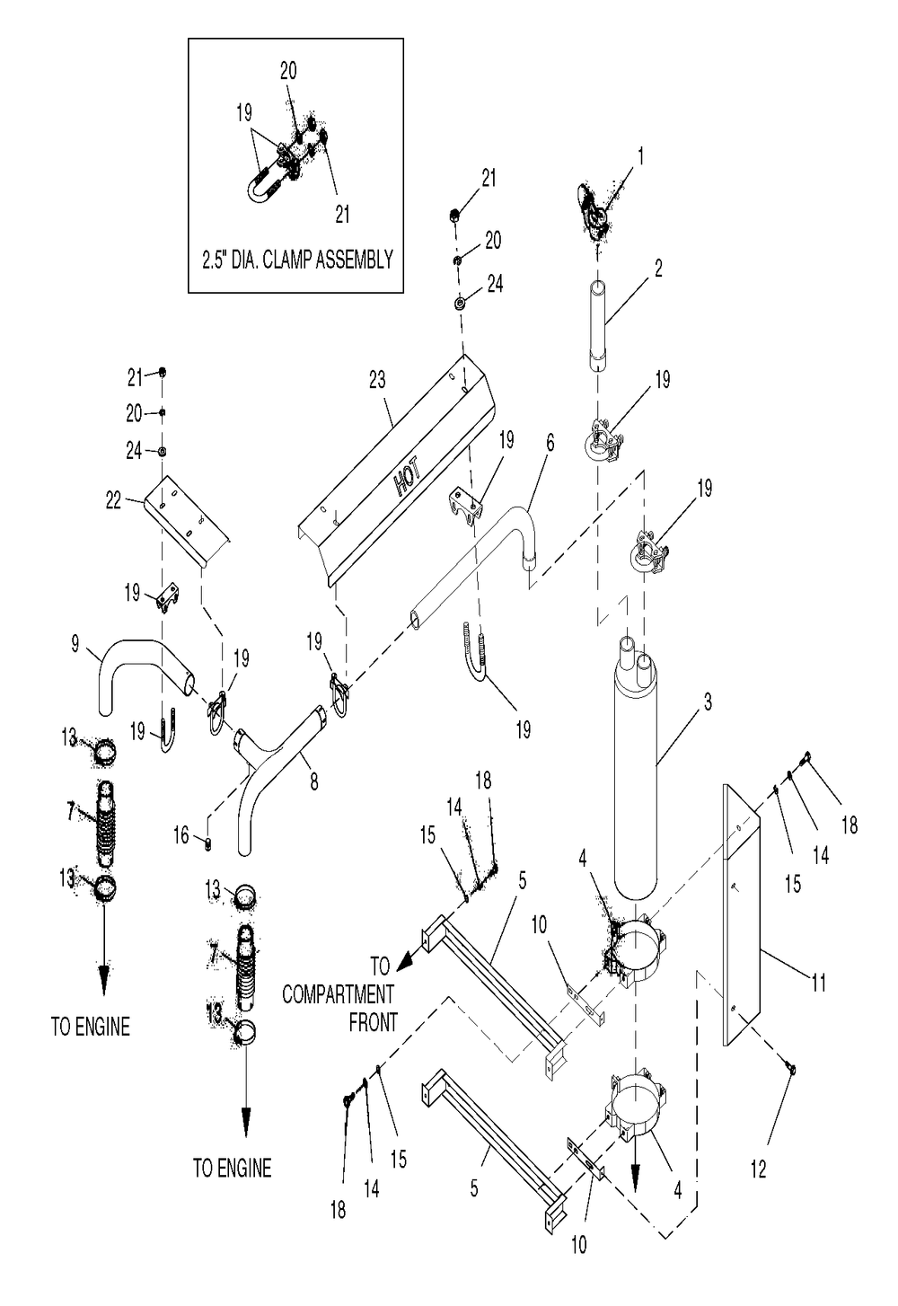 4.3l Exhaust Diagram and Parts List for 0049142 (3804527 - 3808841)(2003) Generac Generator