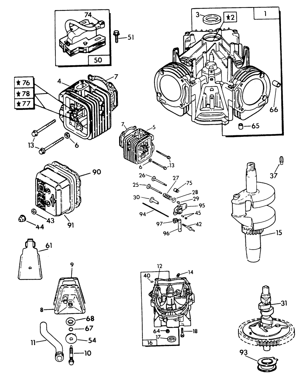 V-Twin Engine (Part 2) Diagram and Parts List for 9231-0  Generac Generator