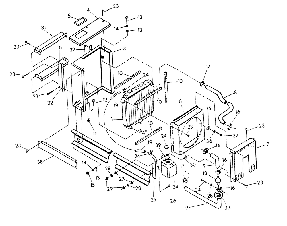 Radiator Diagram and Parts List for 9105-2  Generac Generator