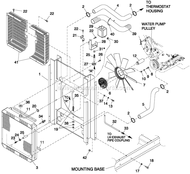 Cooling System 5.4l/6.8l O/S C3 (1) Diagram and Parts List for QT05554KNSNA (6654325)(2011) Generac Generator