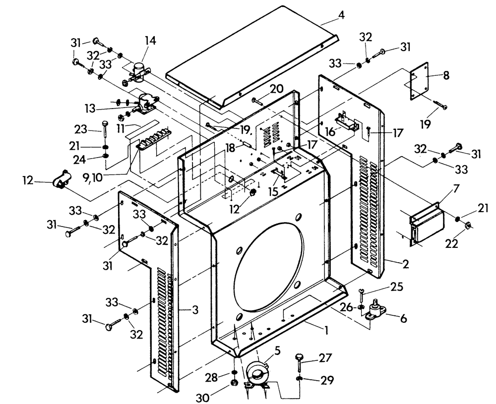Back Of Control Panel Diagram and Parts List for 9134-1  Generac Generator