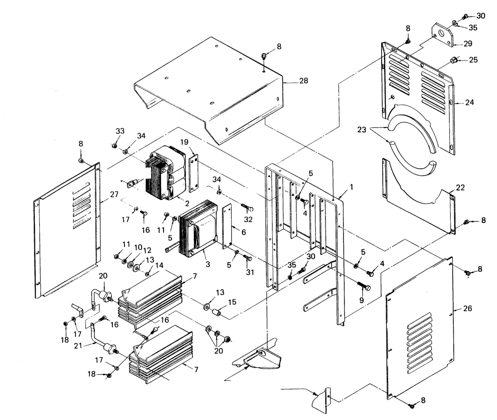 Panel Frame Diagram and Parts List for 8338-1  Generac Welder