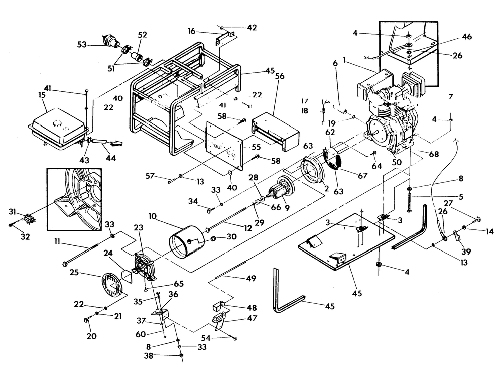 Generator Cradle Diagram and Parts List for 9216-2  Generac Generator