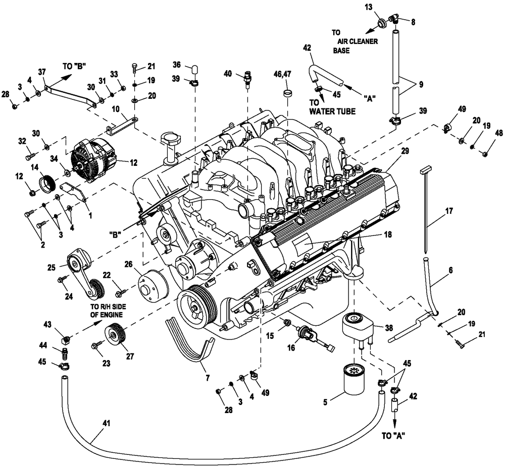 Ev Engine Common Parts L/H Side 6.8l Diagram and Parts List for QT10068ANSC (6297202 - 6378170)(2011) Generac Generator